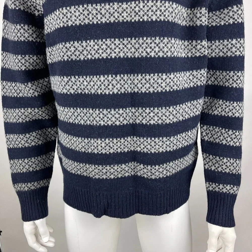 J Crew Lambswool Stripe Sweater Chunky Pullover Crew Neck Long Sleeve Men XL NWT